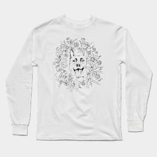 Smiling German Shepherd in Flowers Long Sleeve T-Shirt